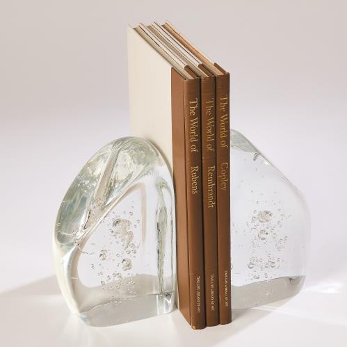 Chunk Bookends-Clear w/Bubbles