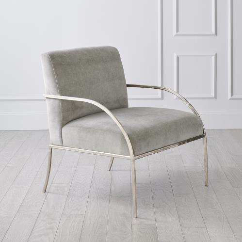 Swoop Chair-Grey Velvet-Nickel