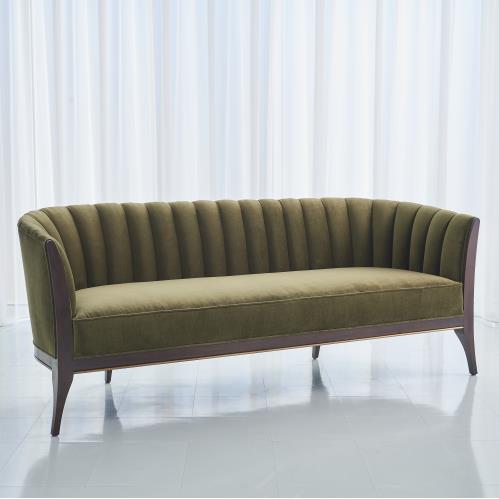 Channel Back Sofa-Moss Velvet