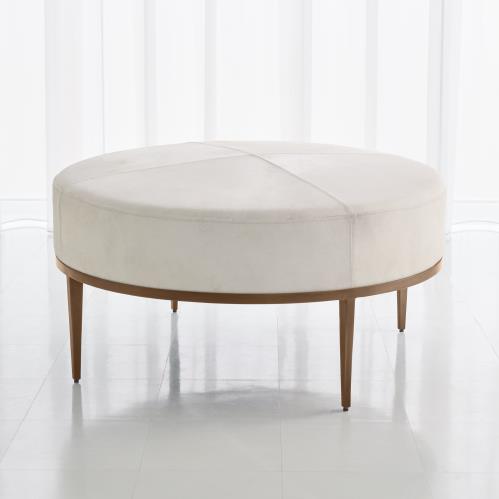 Urban Ottoman w/Ivory Hair-on-Hide-Antique Brass