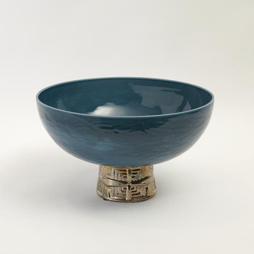 Maze Compote-Cobalt/Antique Gold Maze Compote-Cobalt/Antique Gold