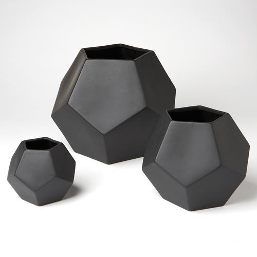 Faceted Vase-Black Faceted Vase-Black