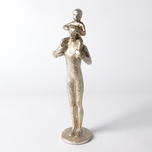 Dad and Son Sculpture-Silver Leaf Dad and Son Sculpture-Silver Leaf