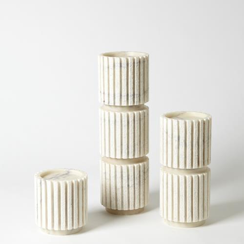 Channel Pillar Holder - White Marble