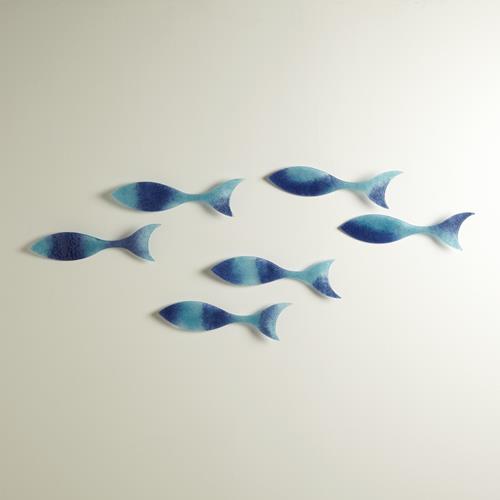 S/6 Wall Fish-Blue-Lg