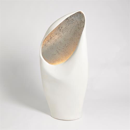 Cowl Lamp-White w/Silver Leaf