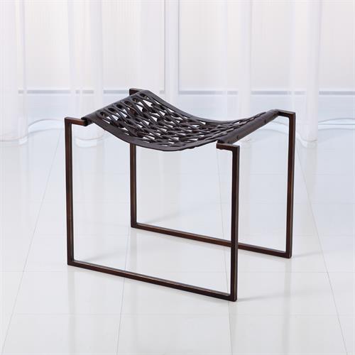 Knit & Pearl Stool-Bronze-Dark Brown Leather