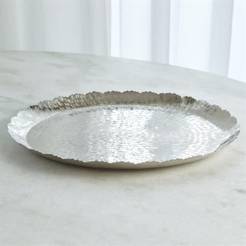 Hammered Round Tray-Nickel Hammered Round Tray-Nickel