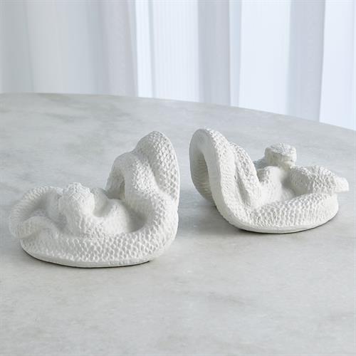 Snake Bookends-Matte White