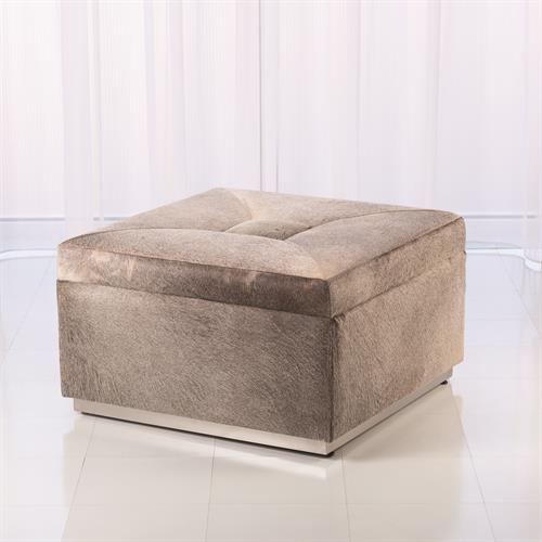 Metro Square Storage Ottoman - Grey Hair-on-Hide