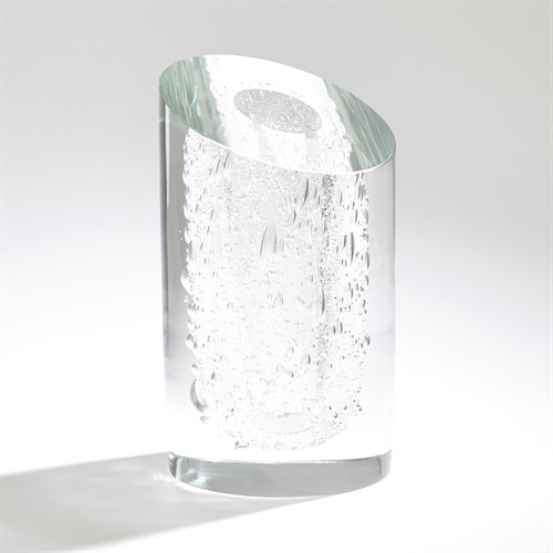 Slant Vase-Clear w/Bubbles