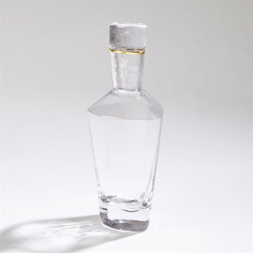 Hammered Decanter-Clear W/Gold Rim