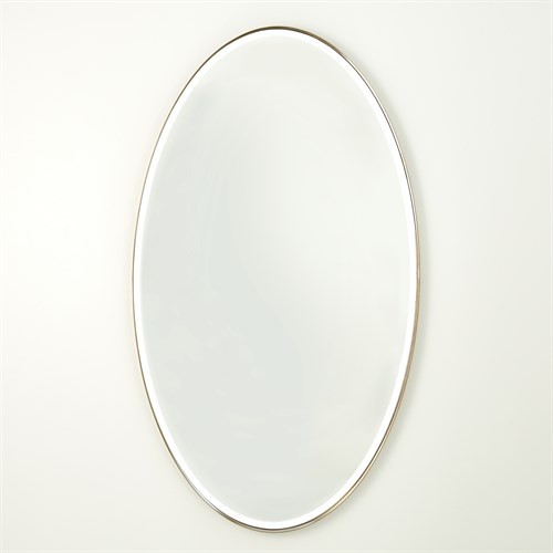 Elongated Oval Mirror-Brass