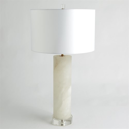 Alabaster Cylinder Table Lamp-Brass