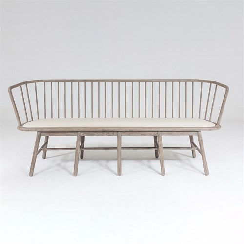 Spindle Long Bench-Beige Leather