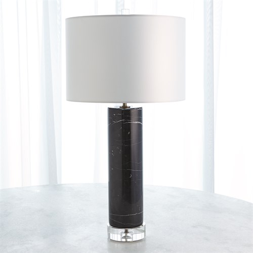 Marble Cylinder Table Lamp-Black