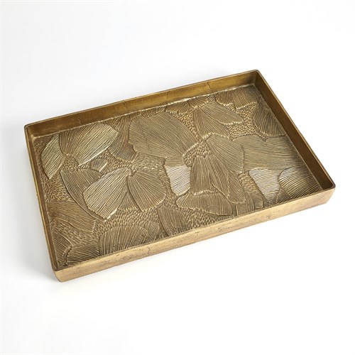 Flora Tray-Antique Brass