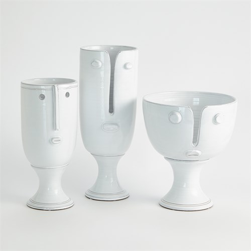 Long Nose Vases and Bowl-White Long Nose Vases and Bowl-White