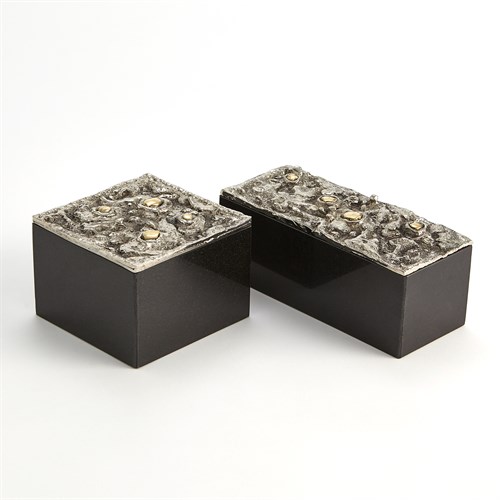 Crater Top Box-Nickel-Black Granite-Rectangular