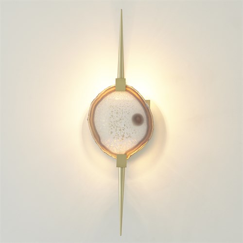 Eclipse Agate Sconce-Satin Brass