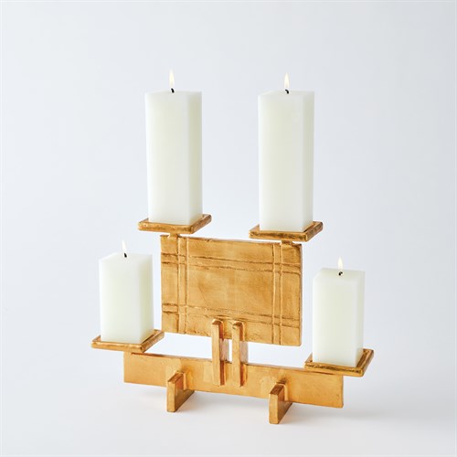 Industrial Era Candleholder-Gold