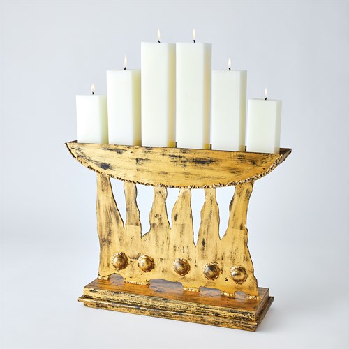 Brutalist Candelabra-Gold Leaf