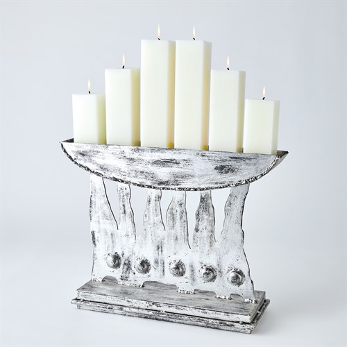 Brutalist Candelabra-Silver Leaf