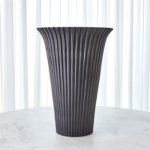 Flared Fluted Vases-Matte Black Flared Fluted Vases-Matte Black