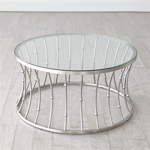 Aurora Cocktail Table-Brushed Nickel