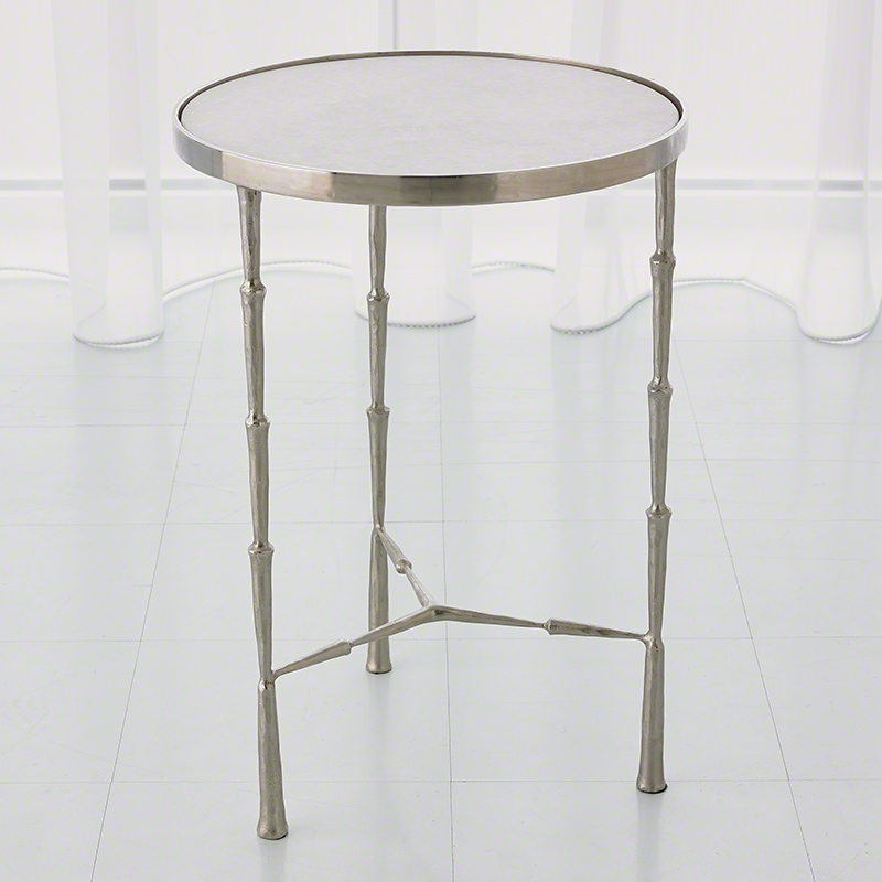 Spike Accent Table-Antique Nickel w/White Marble Top