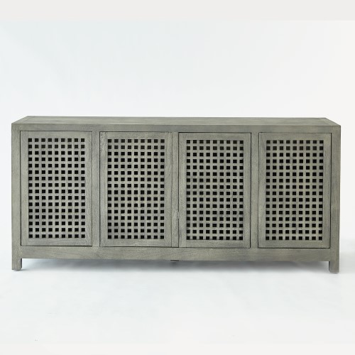 Driftwood Lattice Credenza-Grey