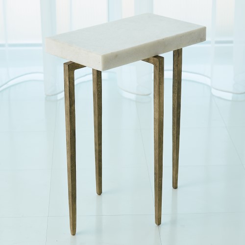 Laforge Accent Table-Antique Gold w/White Honed Marble