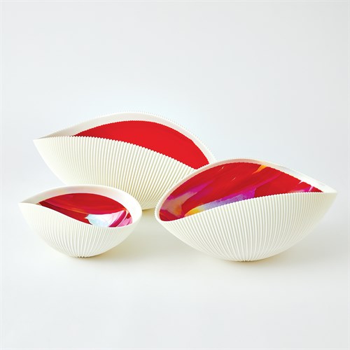 Pleated Bowl Collection-Deep Red