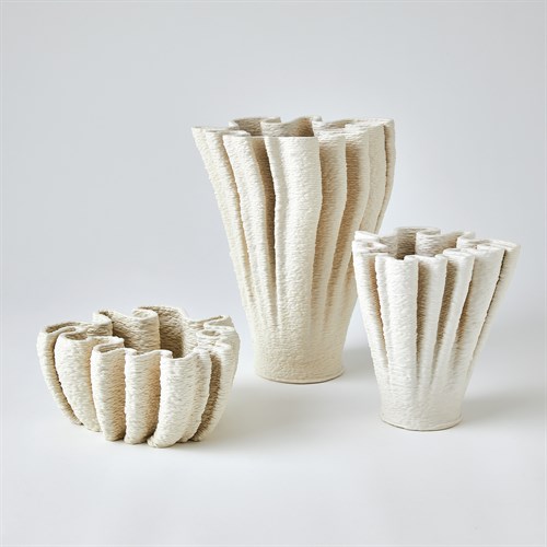 Ripple Printed Vase-Matte White