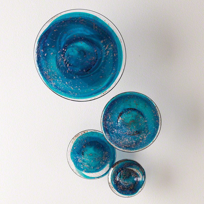 S/4 Glass Wall Mushrooms-Blue