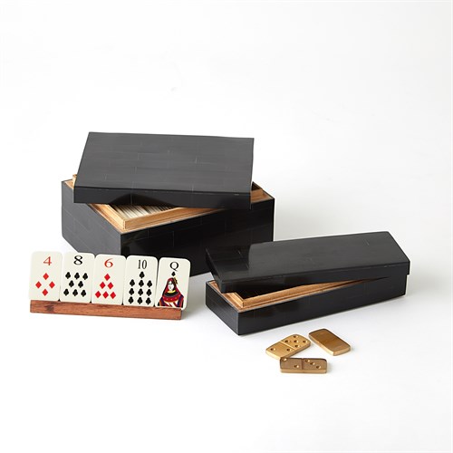 Boxed Bone Card Set-Black Boxed Bone Card Set-Black