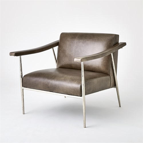 L. Brooks Leather Chair-Nickel