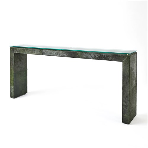 Posh Console-Hair-on-Hide Green