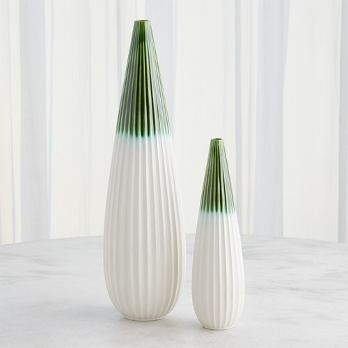 Furrow Taper Vases-Emerald Furrow Taper Vases-Emerald