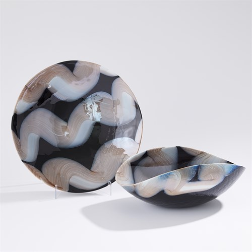 Swoon Charger and Bowl-Black/Beige