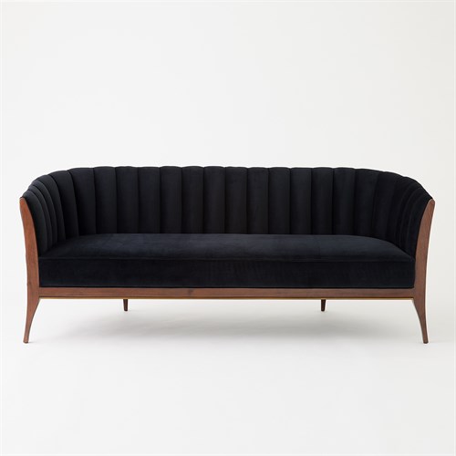 Channel Back Sofa-Black Velvet