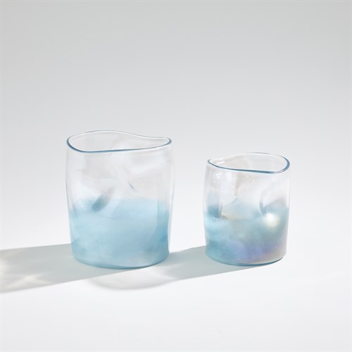 Irregular Cylinder Vases-Clear/Blue Irregular Cylinder Vases-Clear/Blue
