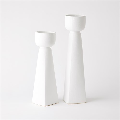 Cupped Vases-White Cupped Vases-White