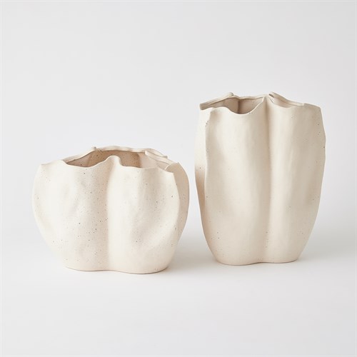 Pinched Vases-Ivory Pinched Vases-Ivory