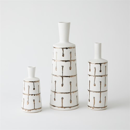 Golden Stripe White Vases