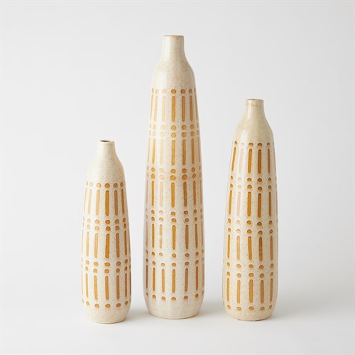 Dots & Dashes Vases-Ivory/Orange