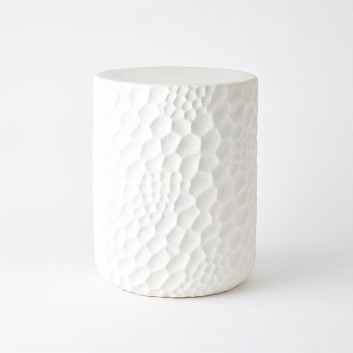 Chiseled Garden Stool-White Chiseled Garden Stool-White