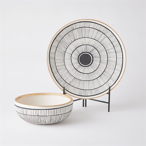 Medallion Charger and Bowl-Black/Beige Medallion Charger and Bowl-Black/Beige