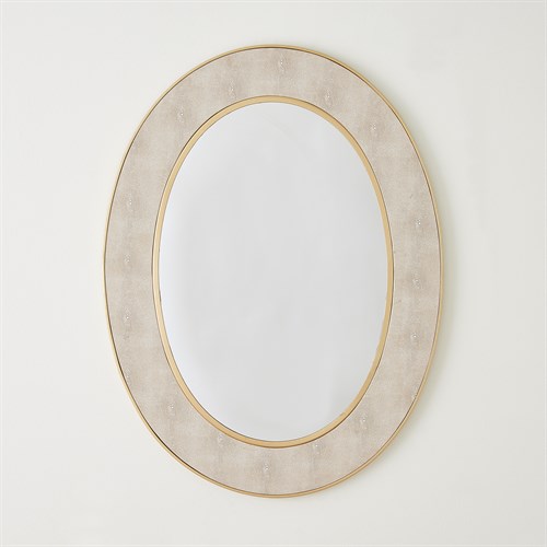 Oval Faux Shagreen Mirror-Gold/Cream Oval Faux Shagreen Mirror-Gold/Cream