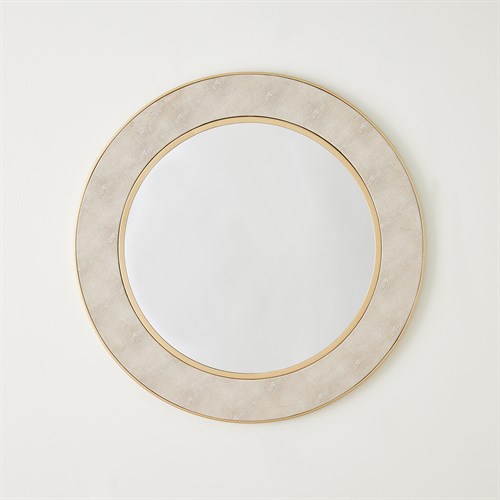 Round Faux Shagreen Mirror-Gold/Cream Round Faux Shagreen Mirror-Gold/Cream